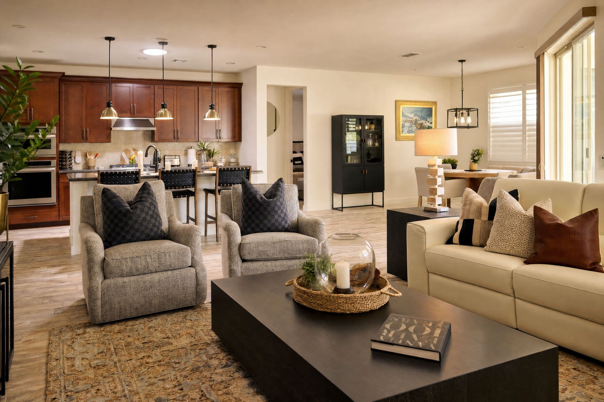 Staged interior by Palm and Mountain